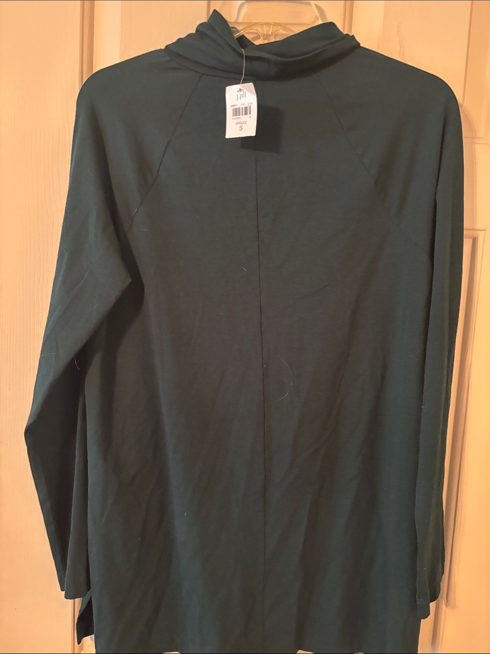 Womens Dark Green Long-Sleeve Mock Neck top